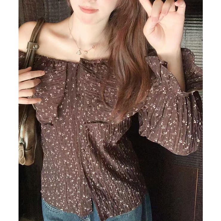 プリント柄 フリルネック オフショル | レースレディース  | 詳細画像6 