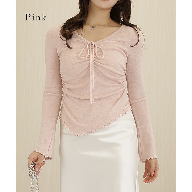 Vネック リボン シャーリング | レースレディース  | 詳細画像15 