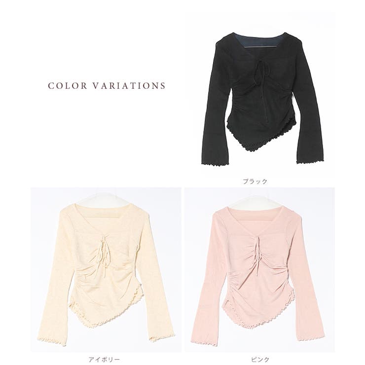 Vネック リボン シャーリング | レースレディース  | 詳細画像2 