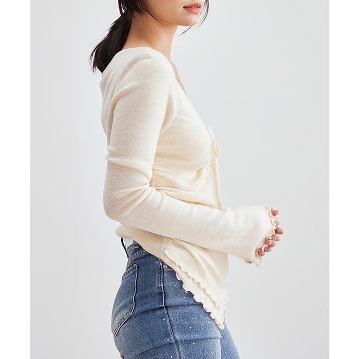 Vネック リボン シャーリング | レースレディース  | 詳細画像5 