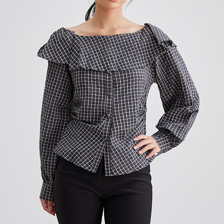 チェック柄 オフショル フリル | レースレディース  | 詳細画像1 