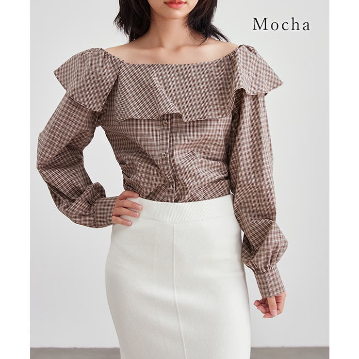 チェック柄 オフショル フリル | レースレディース  | 詳細画像3 