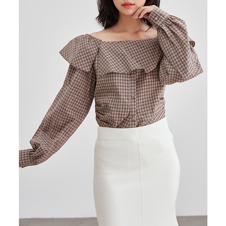 チェック柄 オフショル フリル | レースレディース  | 詳細画像4 