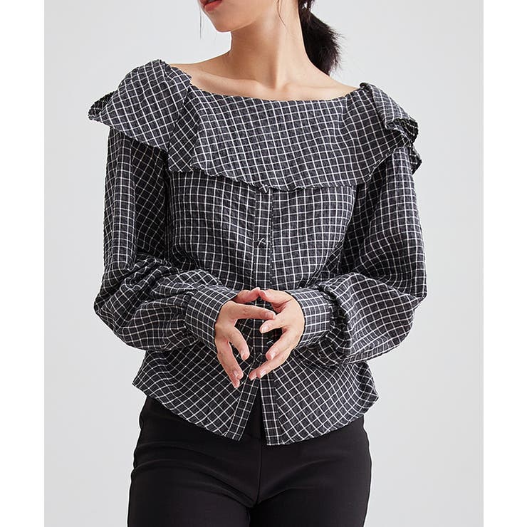 チェック柄 オフショル フリル | レースレディース  | 詳細画像9 