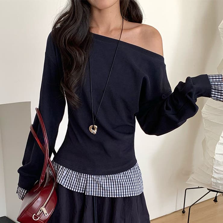 配色 チェック レイヤード風 | レースレディース  | 詳細画像1 