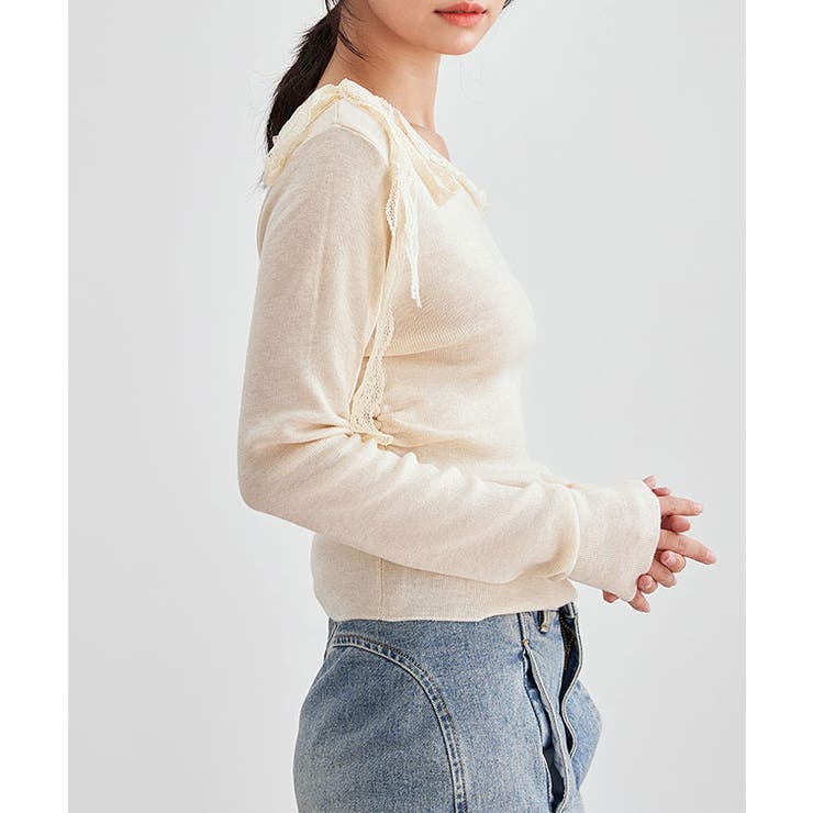 アシンメトリー ボートネック 配レース | レースレディース  | 詳細画像15 