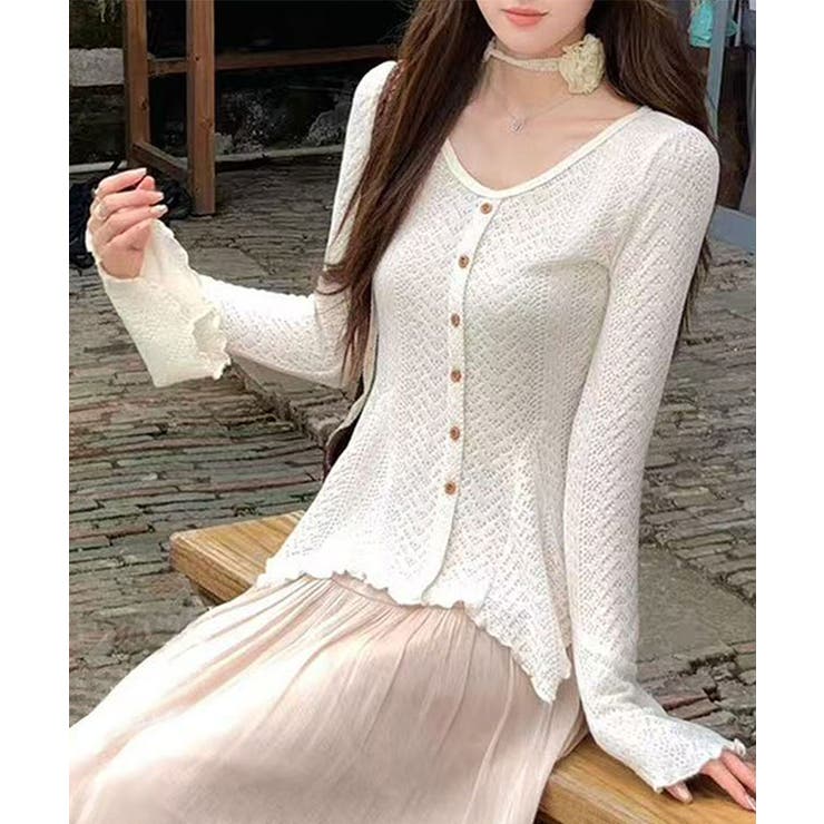 Vネック レース編み チョーカー付き | レースレディース  | 詳細画像4 