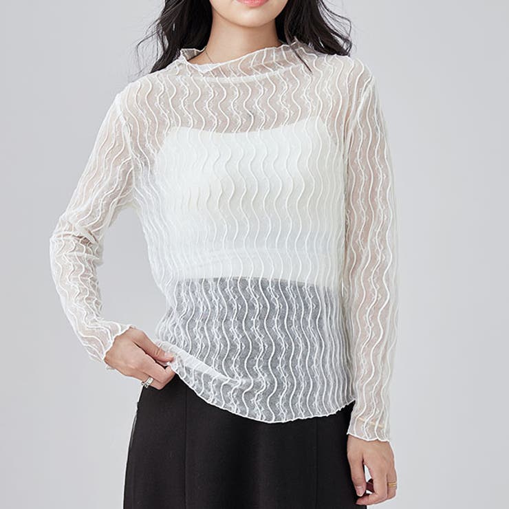 ウエーブライン 長袖 チュール | レースレディース  | 詳細画像1 