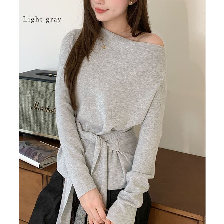 ウールブレンド サイドギャザー リボンベルト付き | レースレディース  | 詳細画像10 