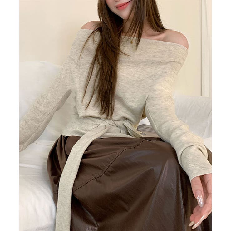 ウールブレンド サイドギャザー リボンベルト付き | レースレディース  | 詳細画像9 