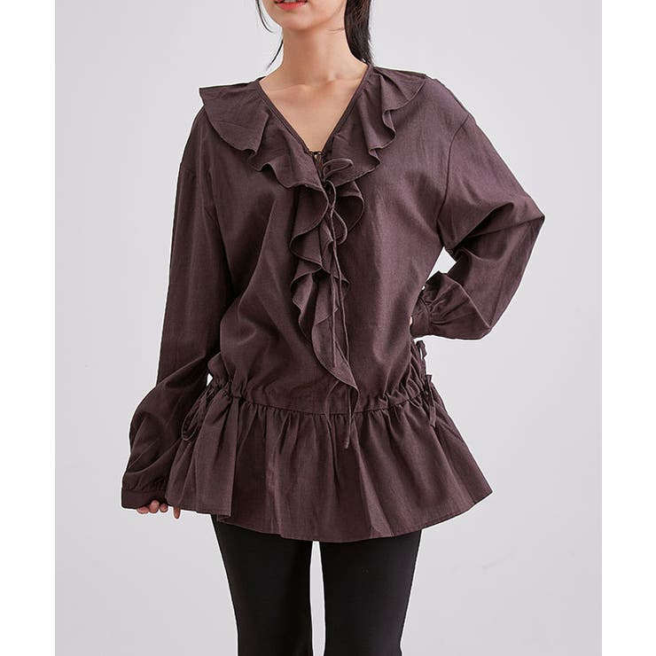 Vネック リボン付き フリル | レースレディース  | 詳細画像13 