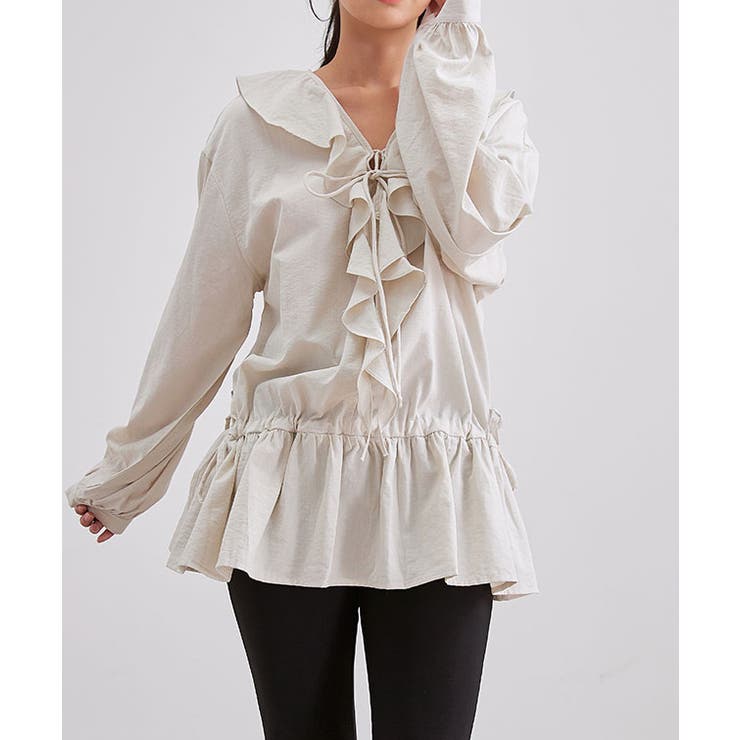 Vネック リボン付き フリル | レースレディース  | 詳細画像9 