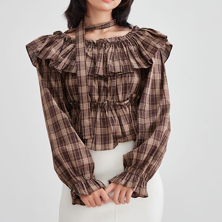 チェック柄 オフショルダー コンパクト | レースレディース  | 詳細画像1 