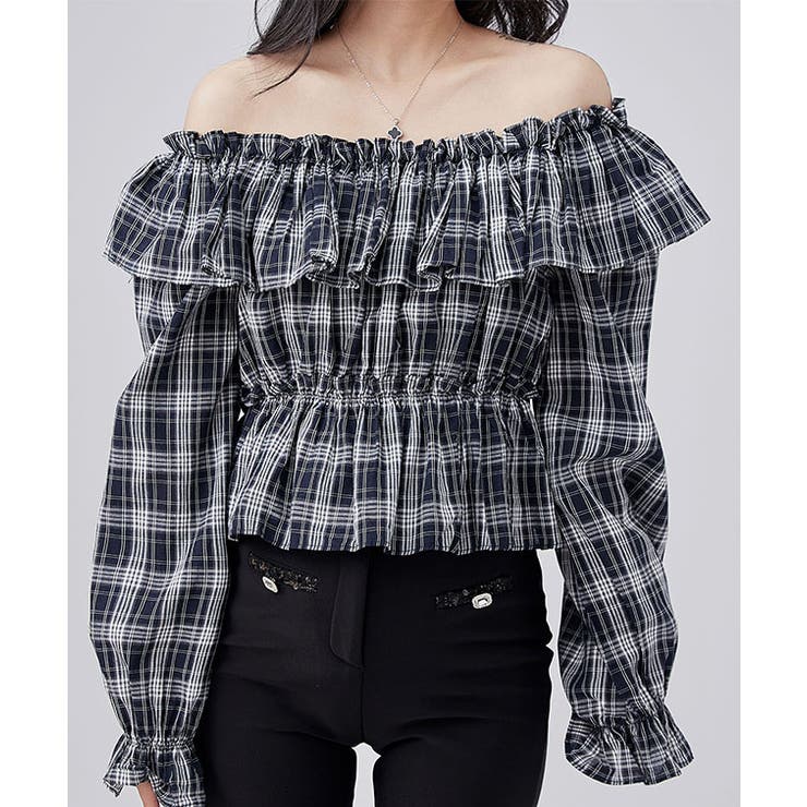 チェック柄 オフショルダー コンパクト | レースレディース  | 詳細画像4 