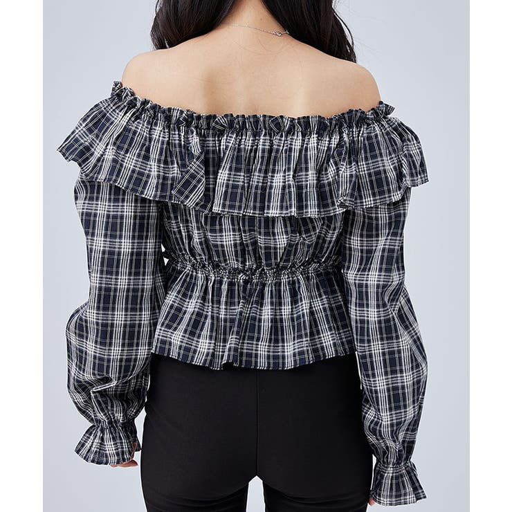 チェック柄 オフショルダー コンパクト | レースレディース  | 詳細画像5 