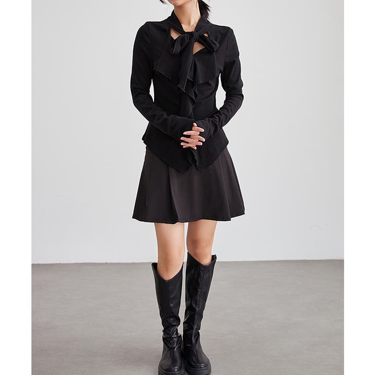 ボウタイ付き ラッフル フリル | レースレディース  | 詳細画像7 