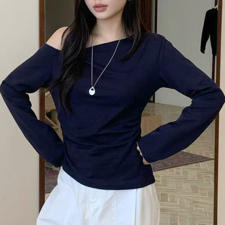 サイドギャザー ワンショルダー 長袖 | レースレディース  | 詳細画像1 