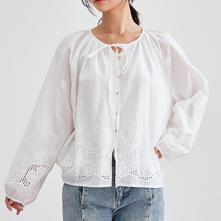 カットレース 花柄 ボタン | レースレディース  | 詳細画像1 