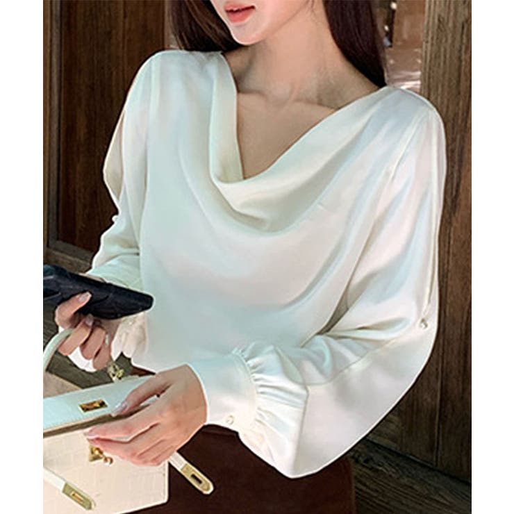 ドレープカラー オープンショルダー パール付き | レースレディース  | 詳細画像10 