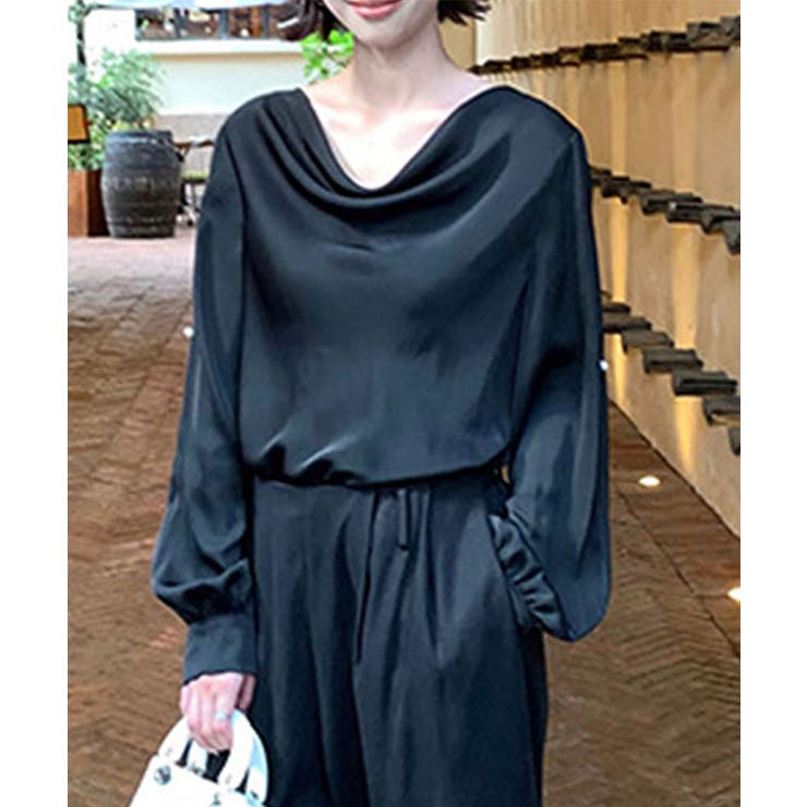 ドレープカラー オープンショルダー パール付き | レースレディース  | 詳細画像6 