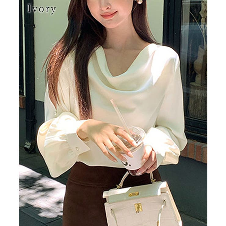 ドレープカラー オープンショルダー パール付き | レースレディース  | 詳細画像7 