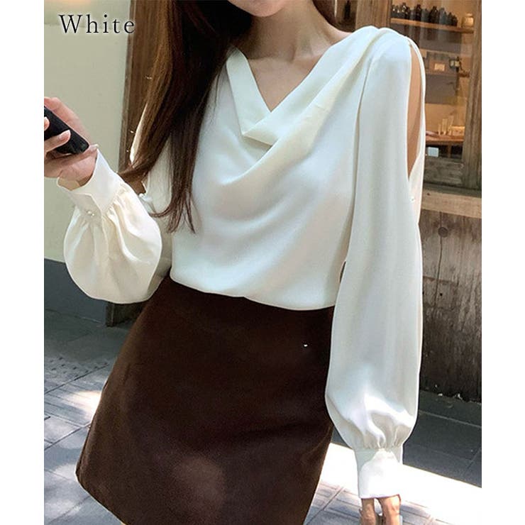 ドレープカラー オープンショルダー パール付き | レースレディース  | 詳細画像8 