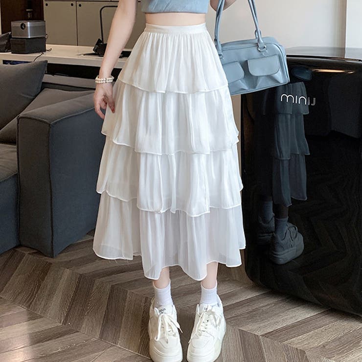 サテン調 4段 フリル | レースレディース  | 詳細画像1 