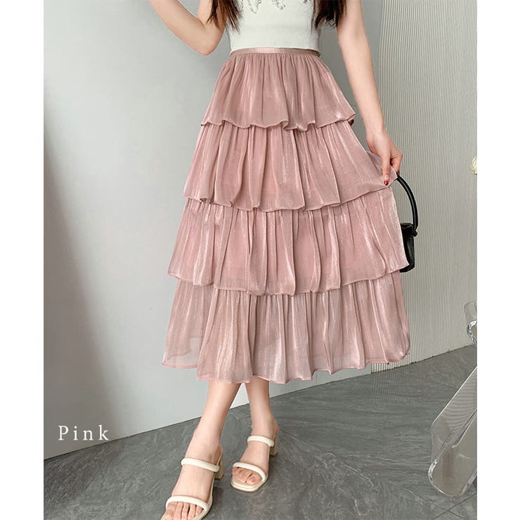 サテン調 4段 フリル | レースレディース  | 詳細画像12 