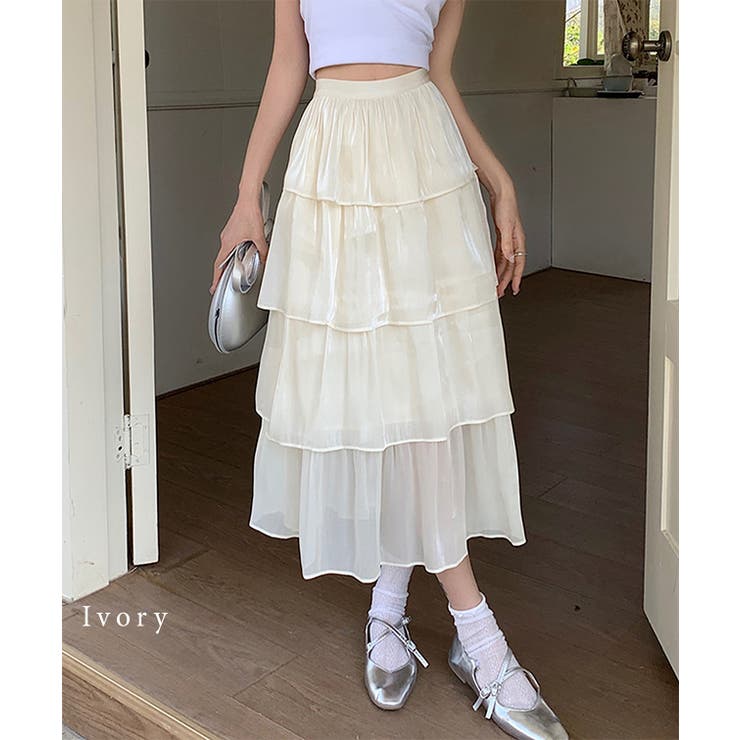 サテン調 4段 フリル | レースレディース  | 詳細画像15 