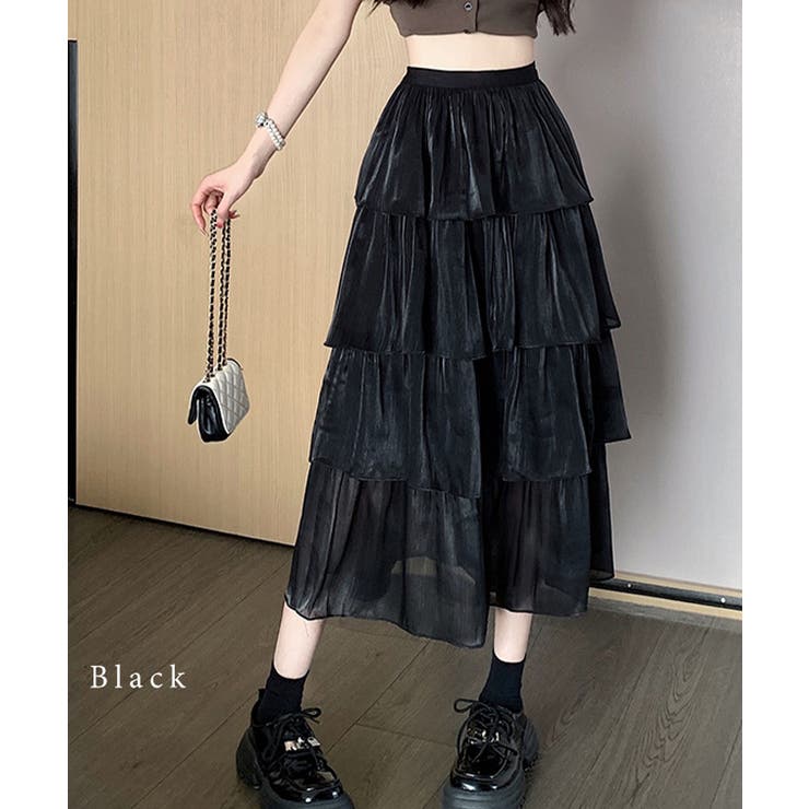 サテン調 4段 フリル | レースレディース  | 詳細画像3 