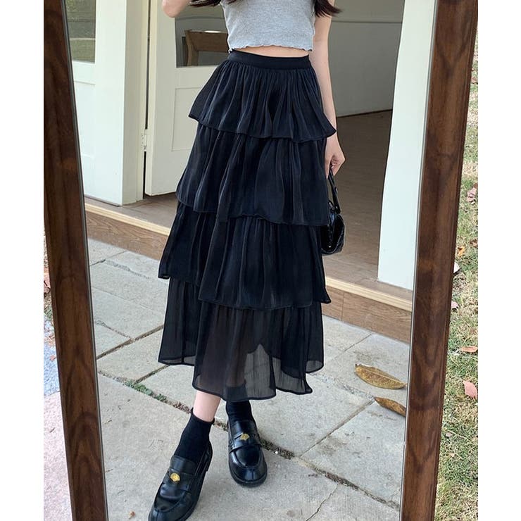 サテン調 4段 フリル | レースレディース  | 詳細画像4 