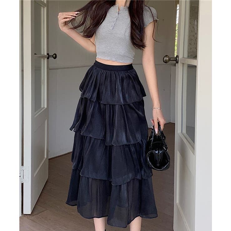 サテン調 4段 フリル | レースレディース  | 詳細画像5 