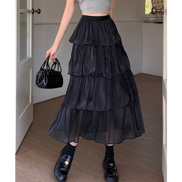 サテン調 4段 フリル | レースレディース  | 詳細画像6 