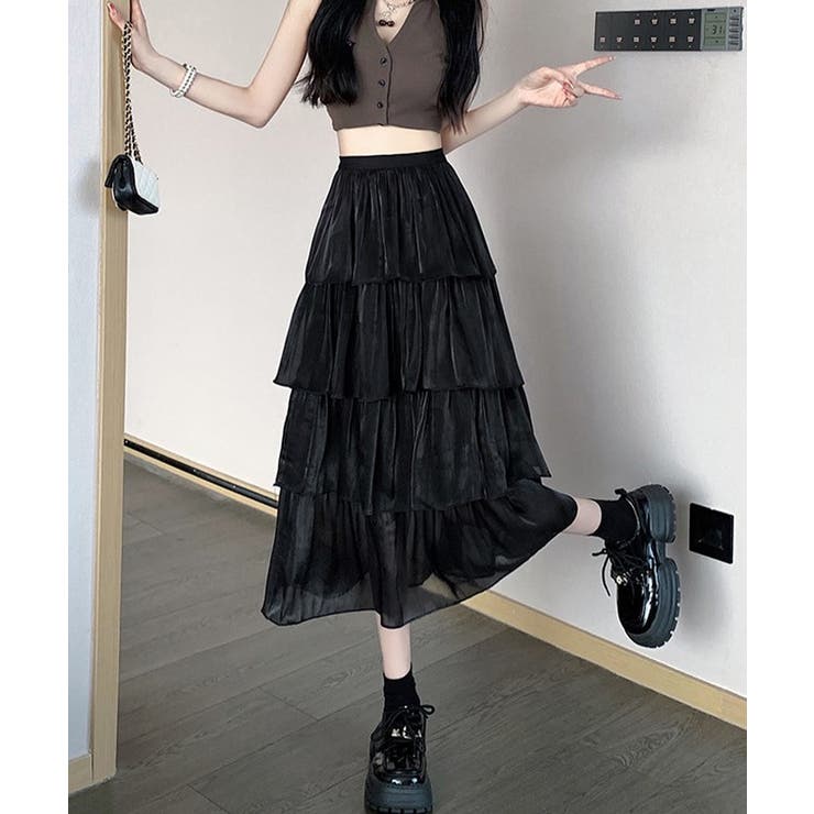 サテン調 4段 フリル | レースレディース  | 詳細画像7 