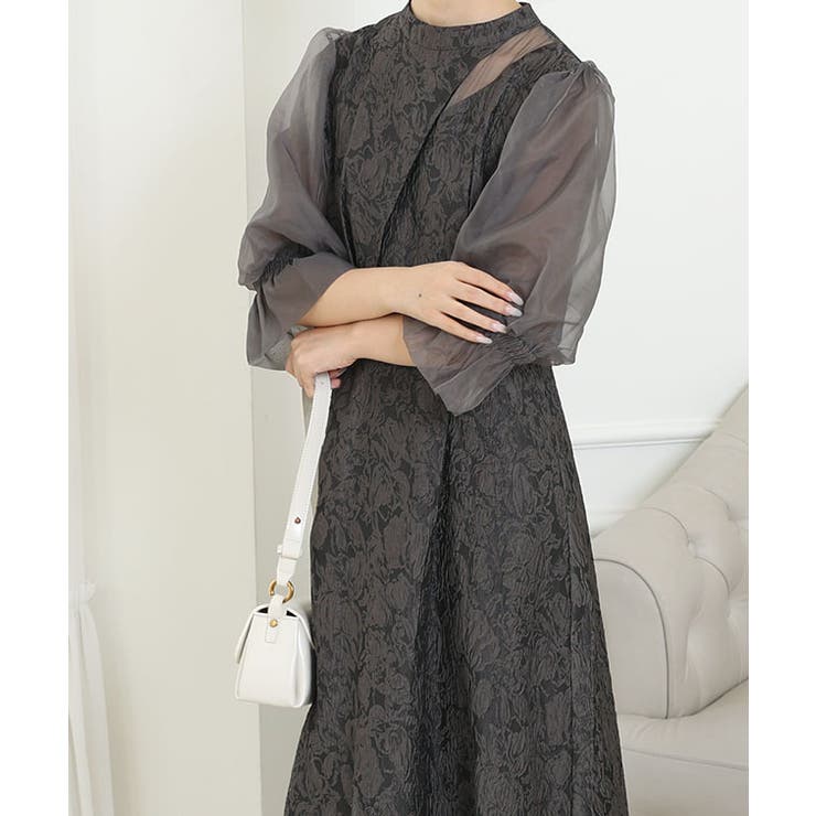 スタンドカラー 異素材 ドッキング | レースレディース  | 詳細画像12 