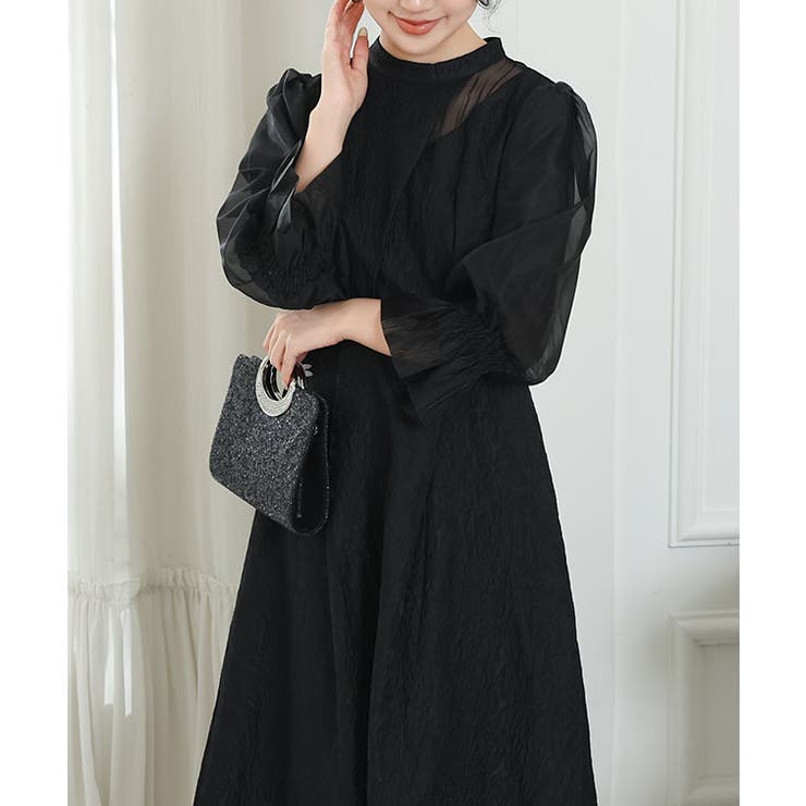 スタンドカラー 異素材 ドッキング | レースレディース  | 詳細画像4 