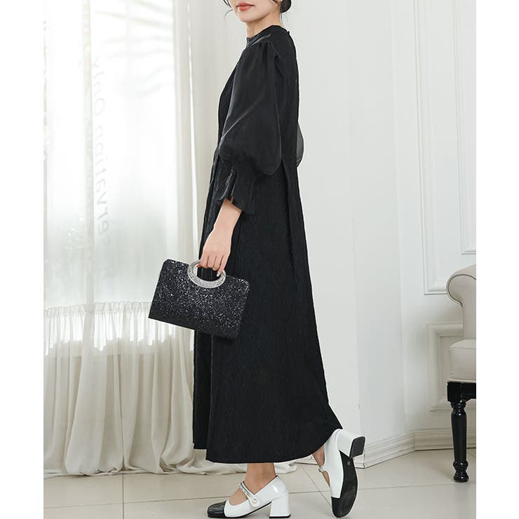 スタンドカラー 異素材 ドッキング | レースレディース  | 詳細画像5 