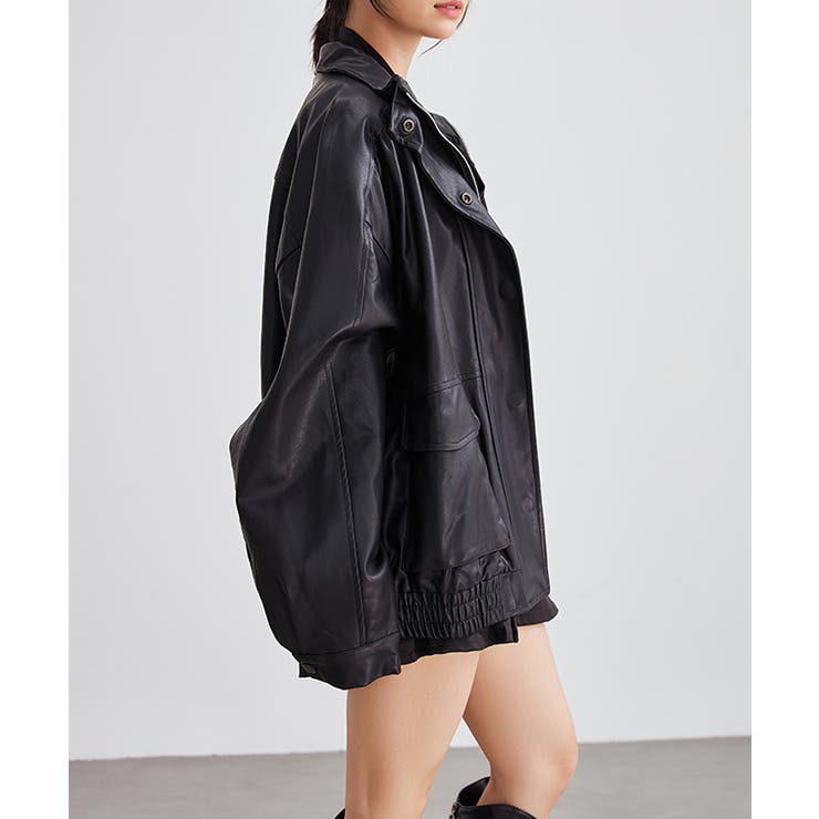 パッチポケット付き レザー調 ジップアップ | レースレディース  | 詳細画像13 