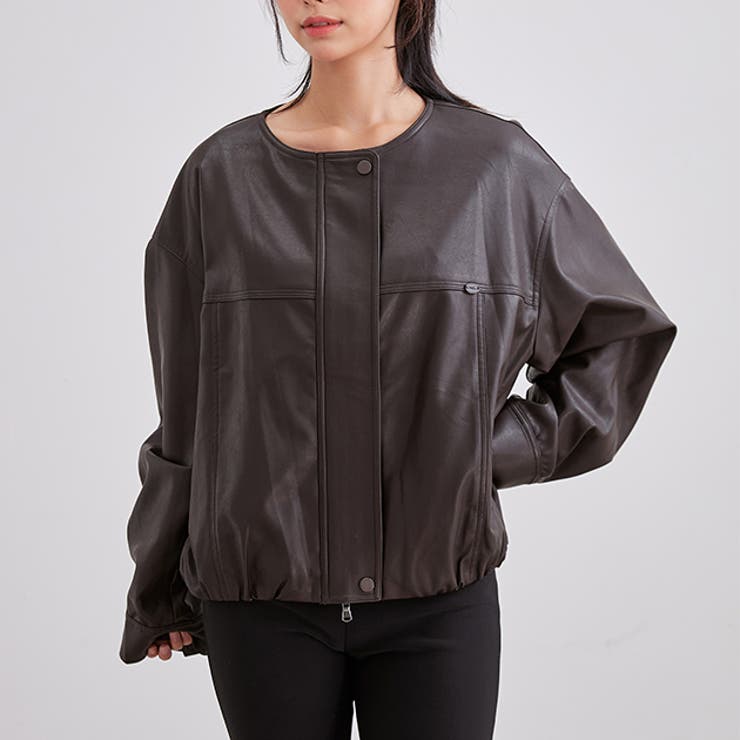 レザー調 ノーカラー コンパクト | レースレディース  | 詳細画像1 