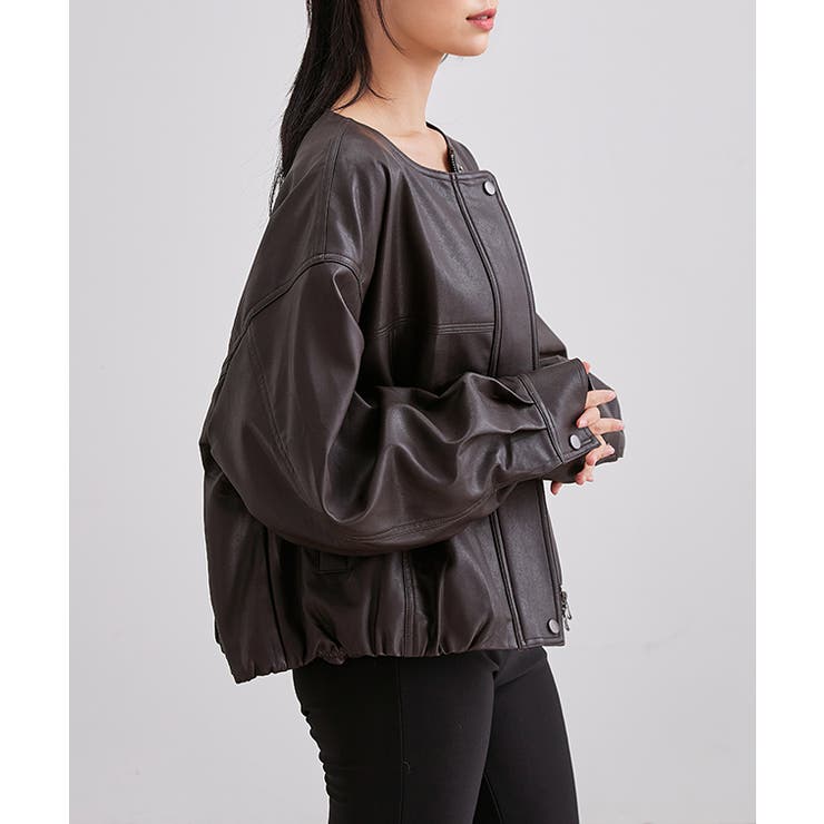 レザー調 ノーカラー コンパクト | レースレディース  | 詳細画像13 