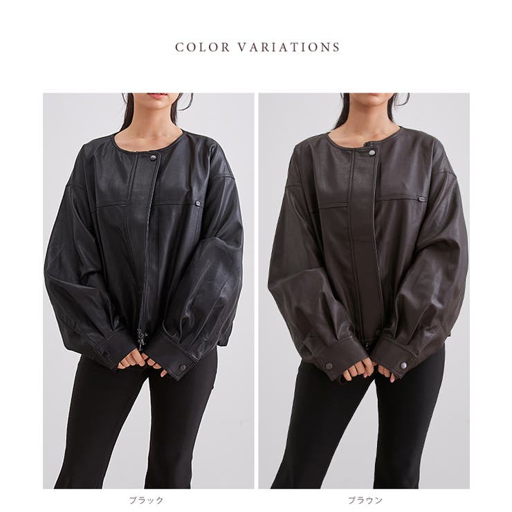 レザー調 ノーカラー コンパクト | レースレディース  | 詳細画像2 