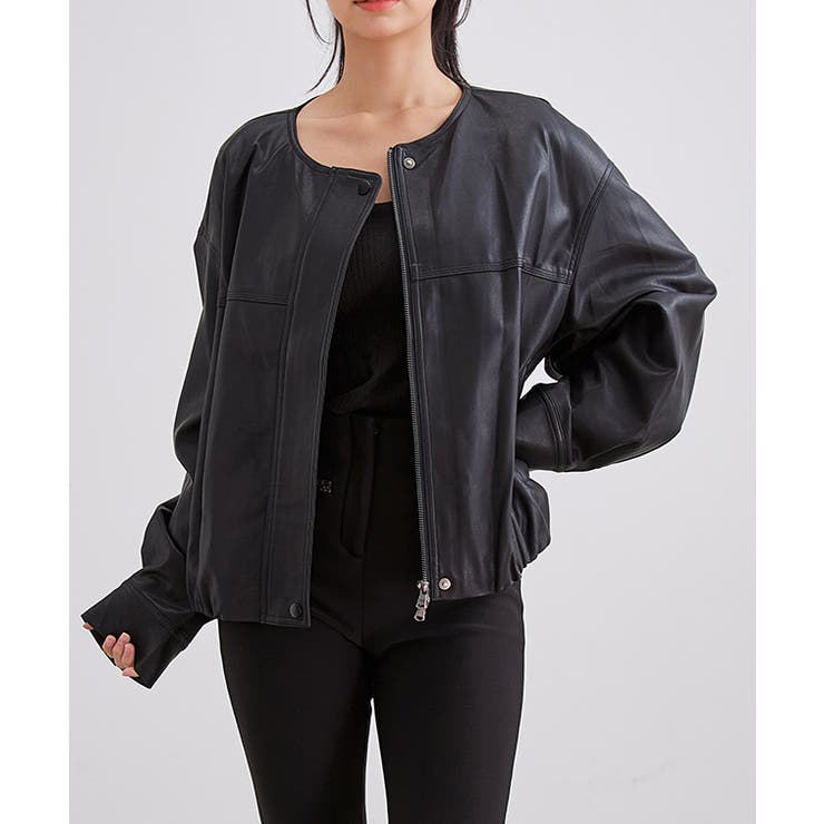 レザー調 ノーカラー コンパクト | レースレディース  | 詳細画像4 