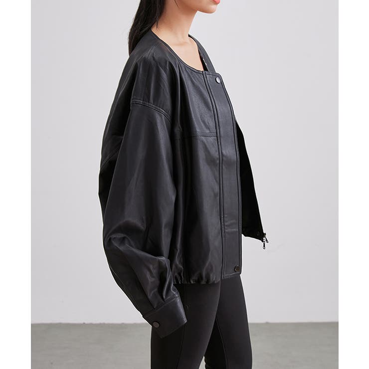 レザー調 ノーカラー コンパクト | レースレディース  | 詳細画像5 