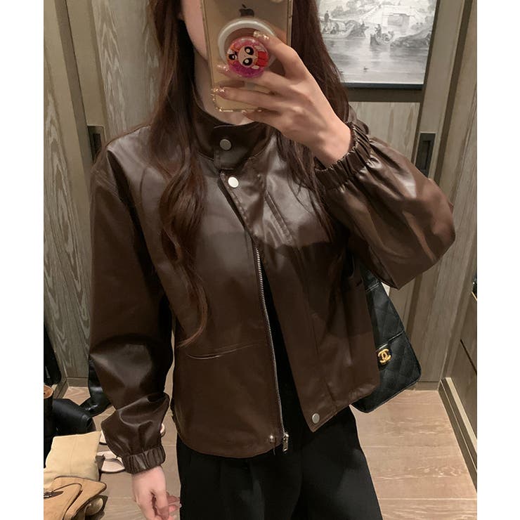 レザー調 スタンドカラー ライダース風 | レースレディース  | 詳細画像12 