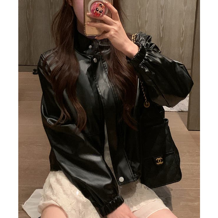 レザー調 スタンドカラー ライダース風 | レースレディース  | 詳細画像8 