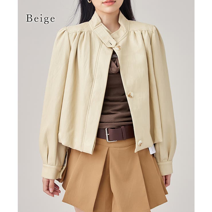 スタンドカラー ギャザー フライフロント | レースレディース  | 詳細画像3 