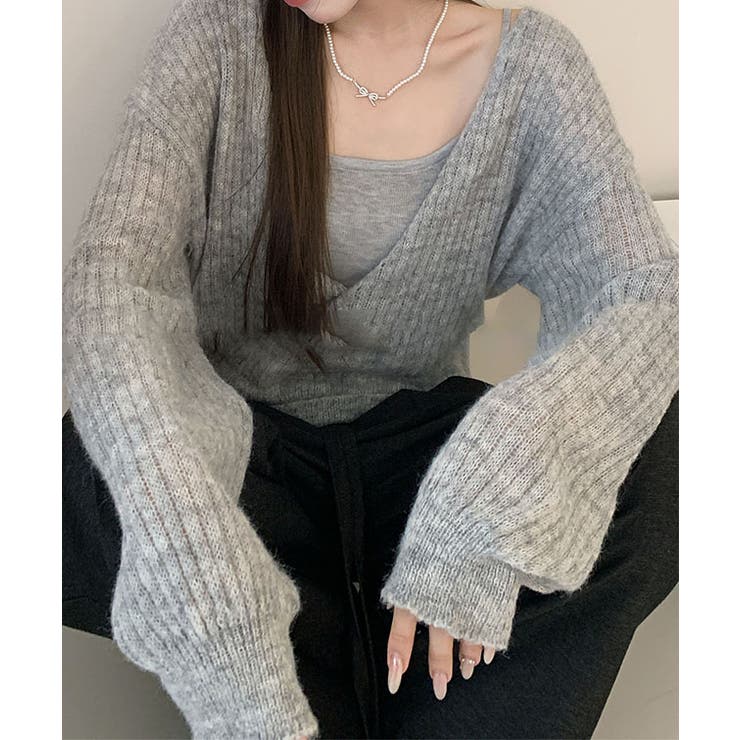 【2点セット】カシュクール レイヤード リブ | レースレディース  | 詳細画像5 