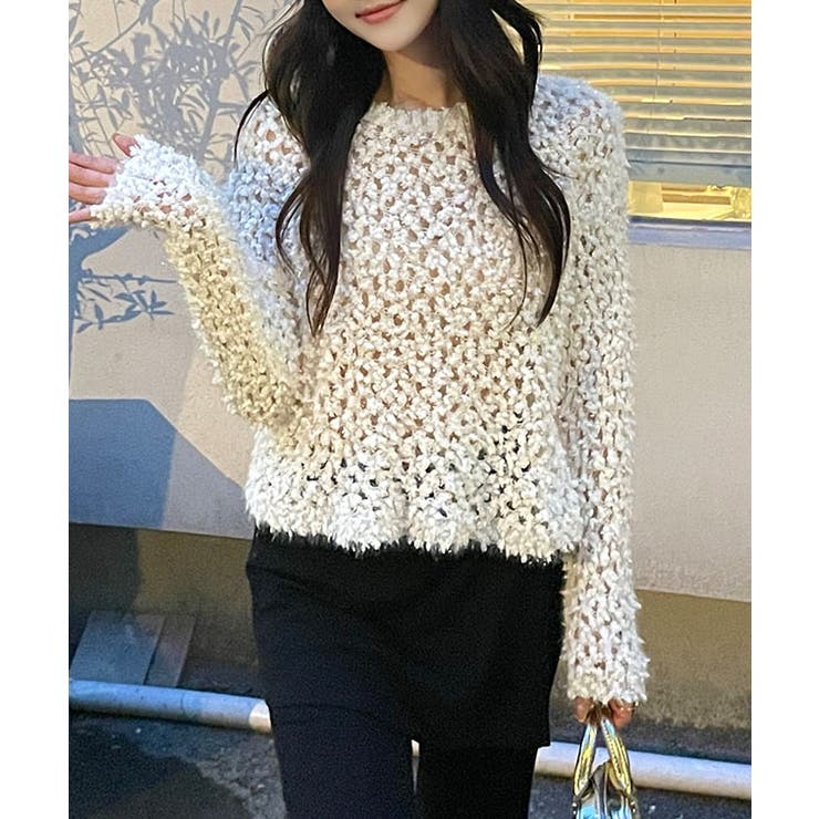 モチーフ編み クルーネック 長袖 | レースレディース  | 詳細画像7 