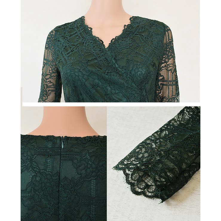 総レースワンピースミモレ丈ドレス レースワンピ ドレスワンピース | レースレディース  | 詳細画像6 