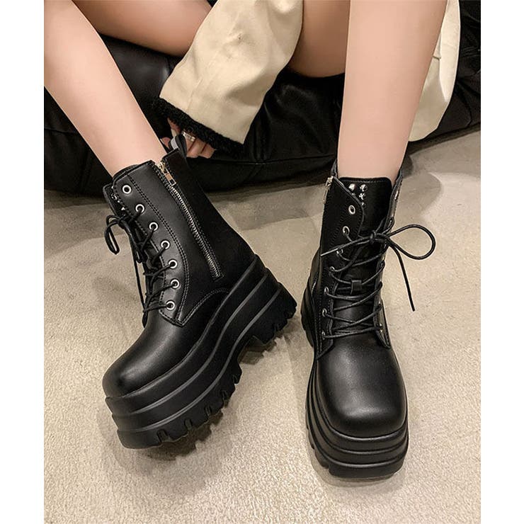 レザー調 厚底 レースアップ | レースレディース  | 詳細画像5 